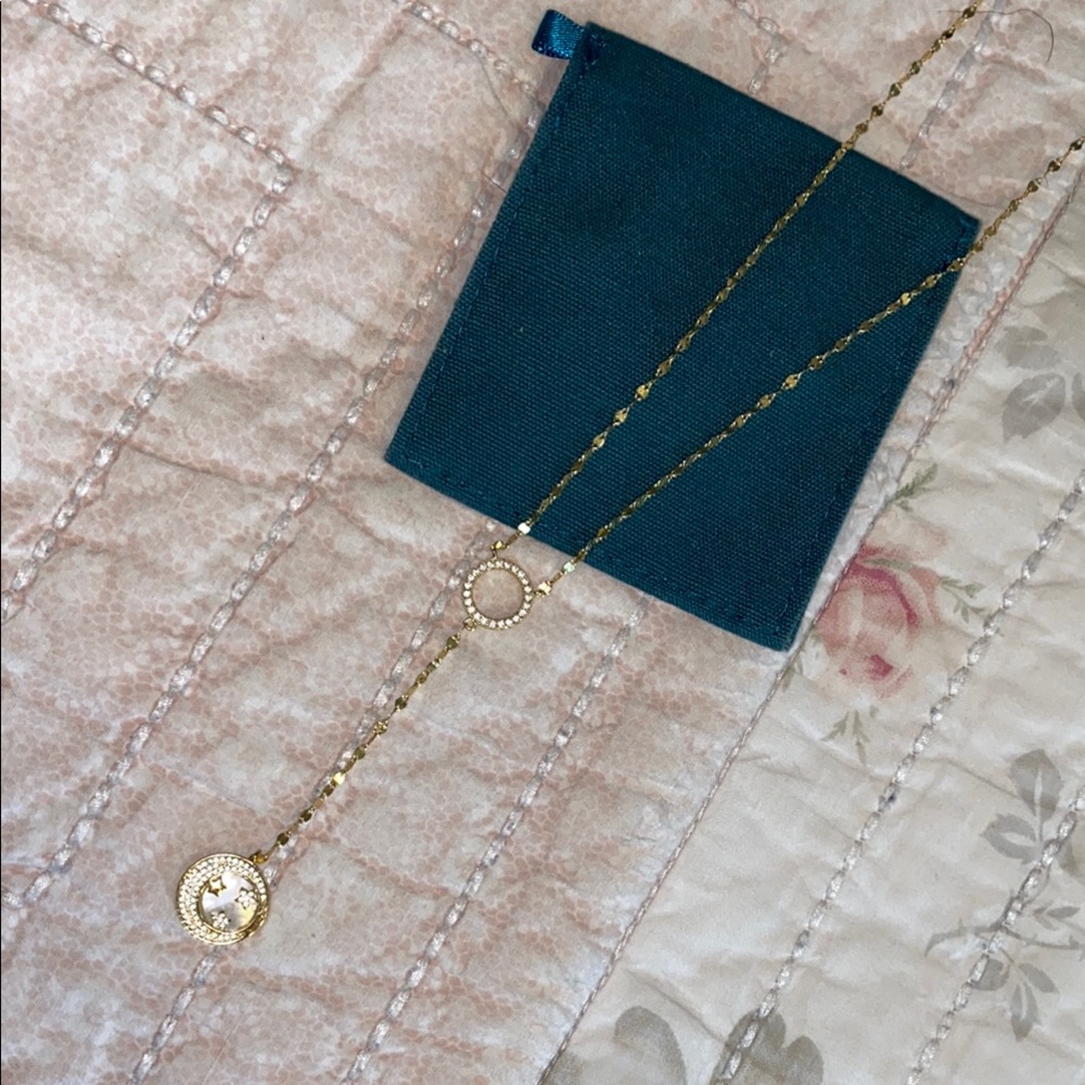 Gold moon Necklace with Crystal Accents